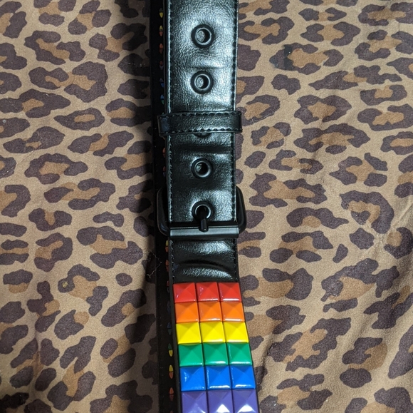 Rainbow Studded Belt (sz. Small 32") - Picture 4 of 6